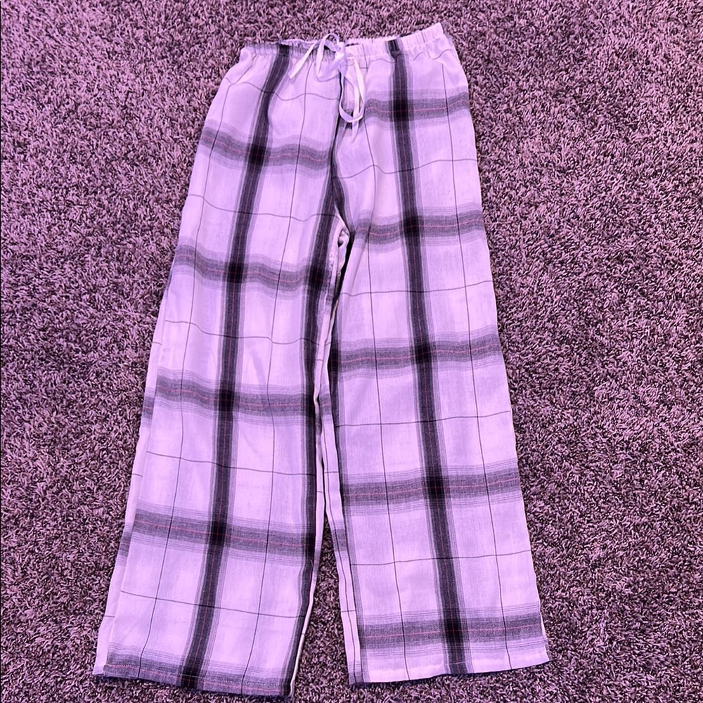Plaid Lounge Pants in Purple and White
